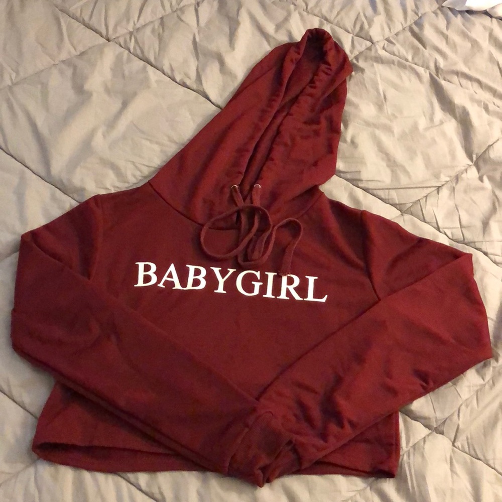 SLOGAN “BABYGIRL” PRINT CROP HOODIE